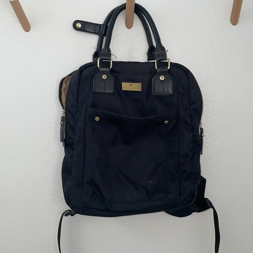 Black nylon backpack